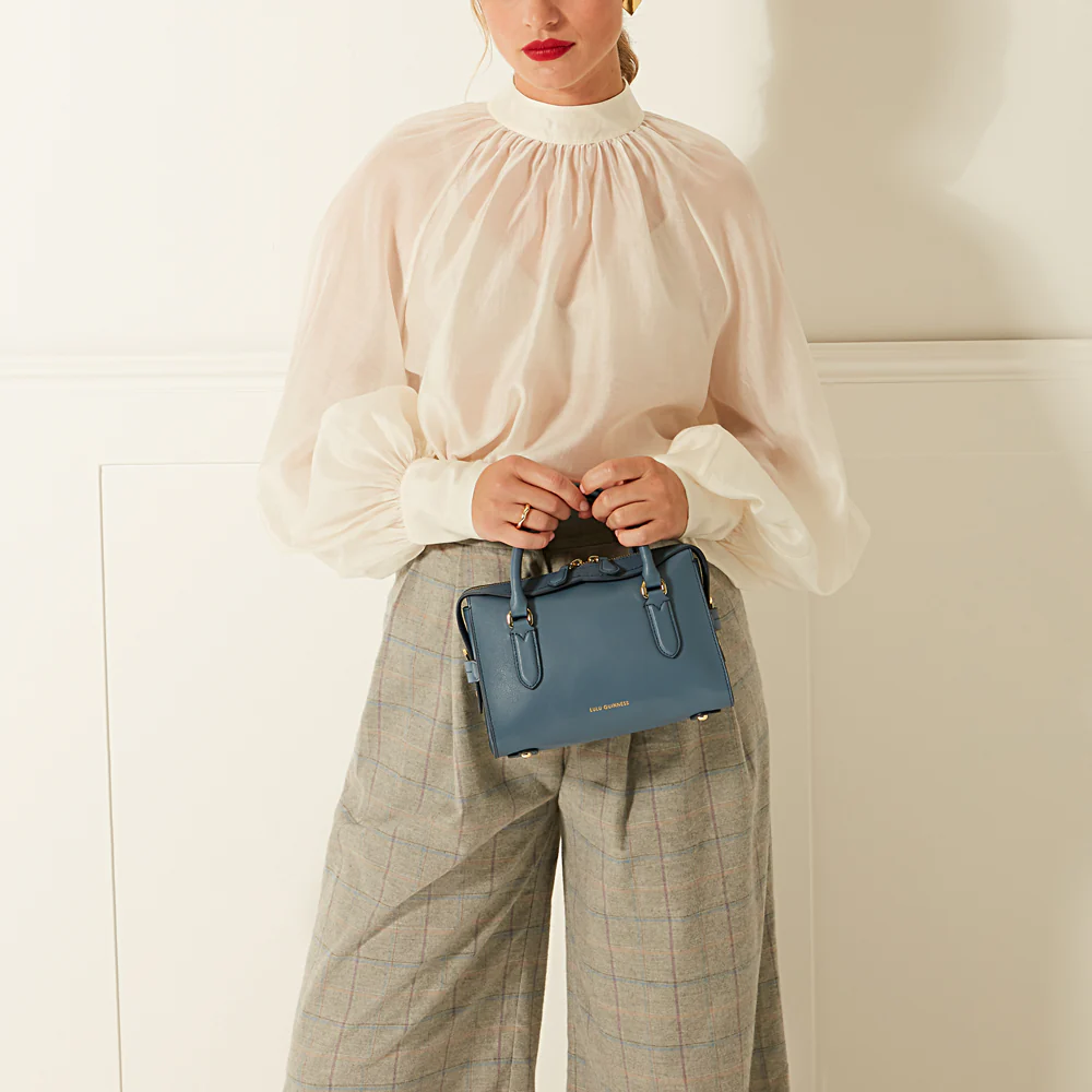 AIRFORCE BLUE LEATHER SMALL DYLAN HANDBAG - Image 7