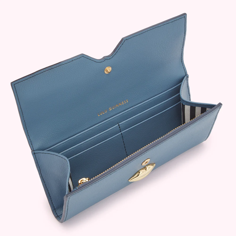 AIRFORCE BLUE LEATHER SOLID LIP CORA WALLET - Image 3