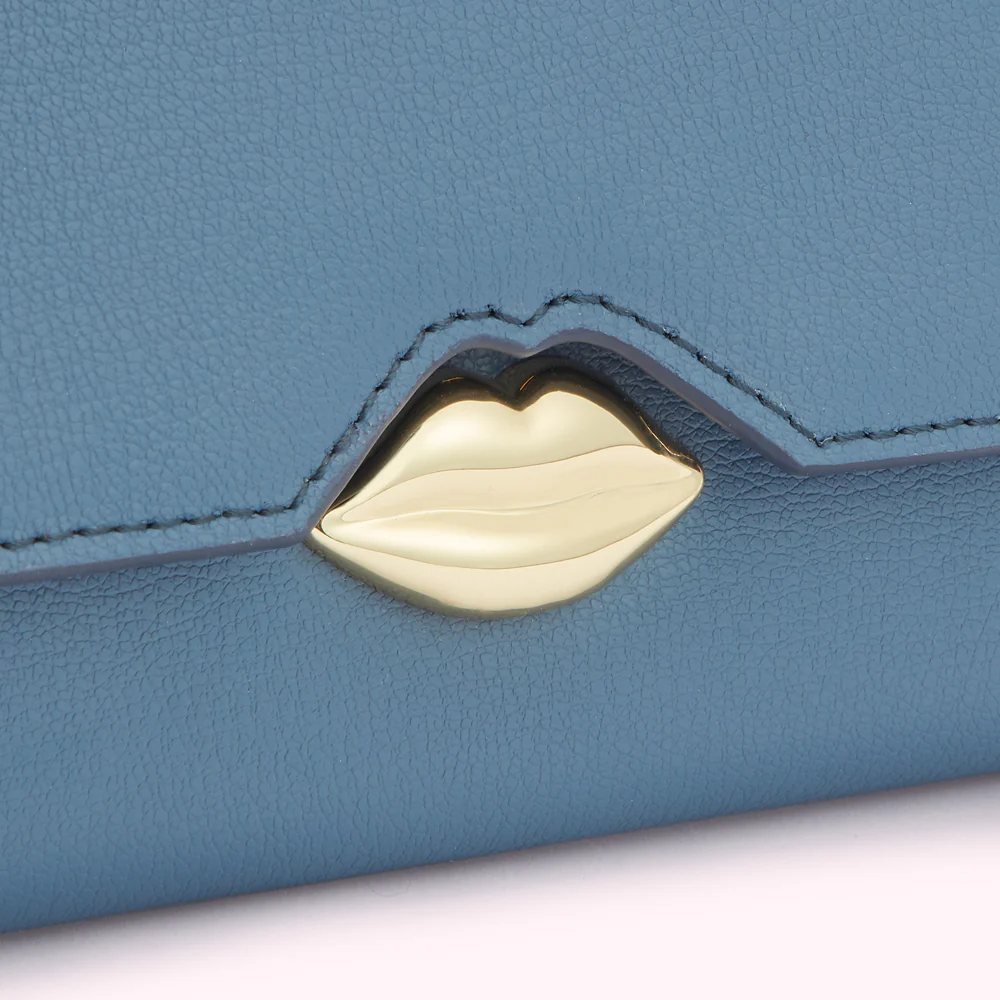 AIRFORCE BLUE LEATHER SOLID LIP CORA WALLET - Image 4