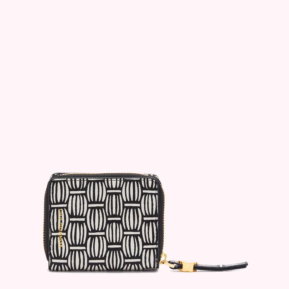 BLACK BASKET WEAVE PORTIA WALLET