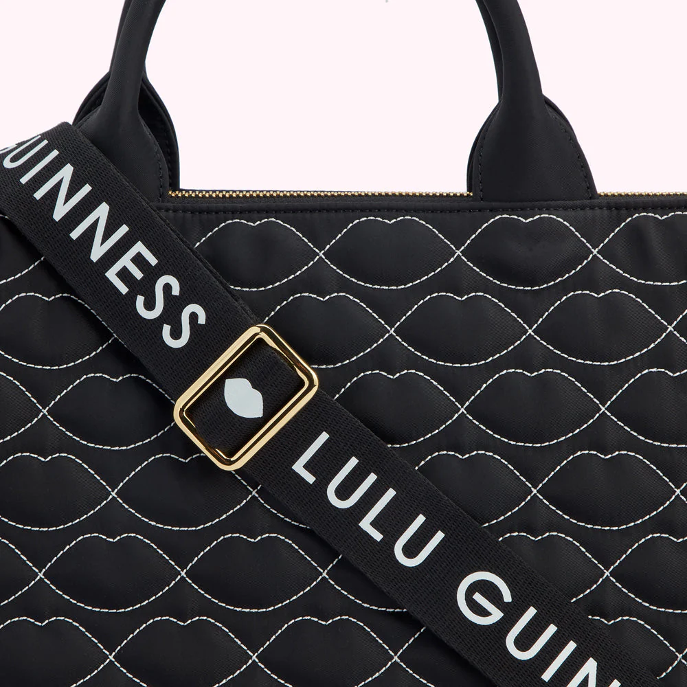 BLACK QUILTED LIPS CARLY TOTE BAG - Image 5