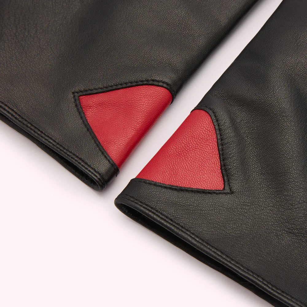 BLACK CONTRAST LIP LEATHER GLOVES - Image 3