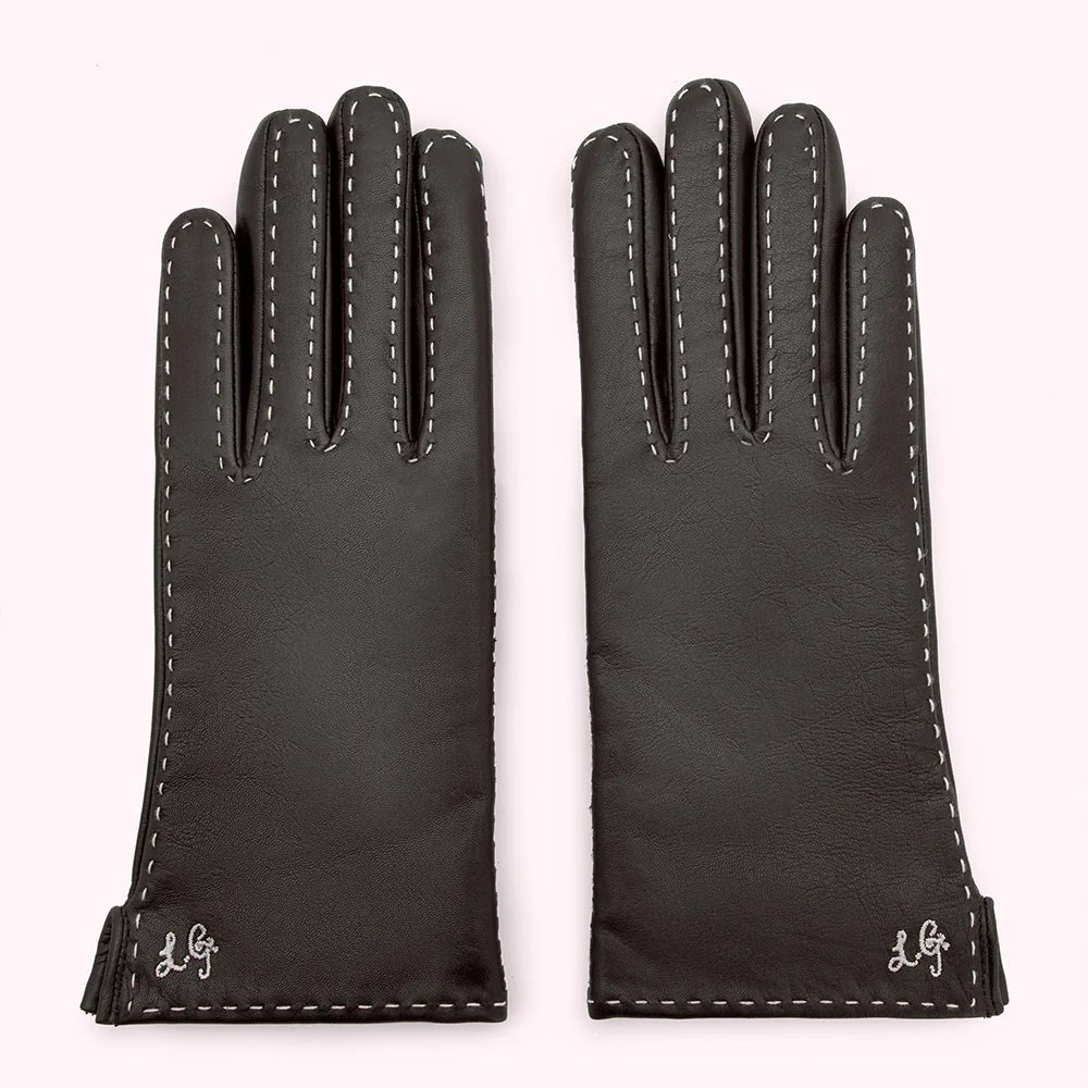 BLACK CONTRAST STITCH KYLE LEATHER GLOVE