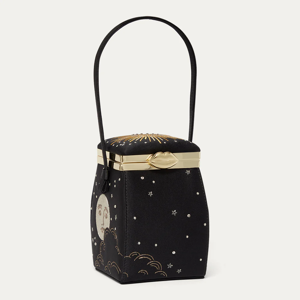 BLACK SATIN COSMIC HALLEY HANDBAG