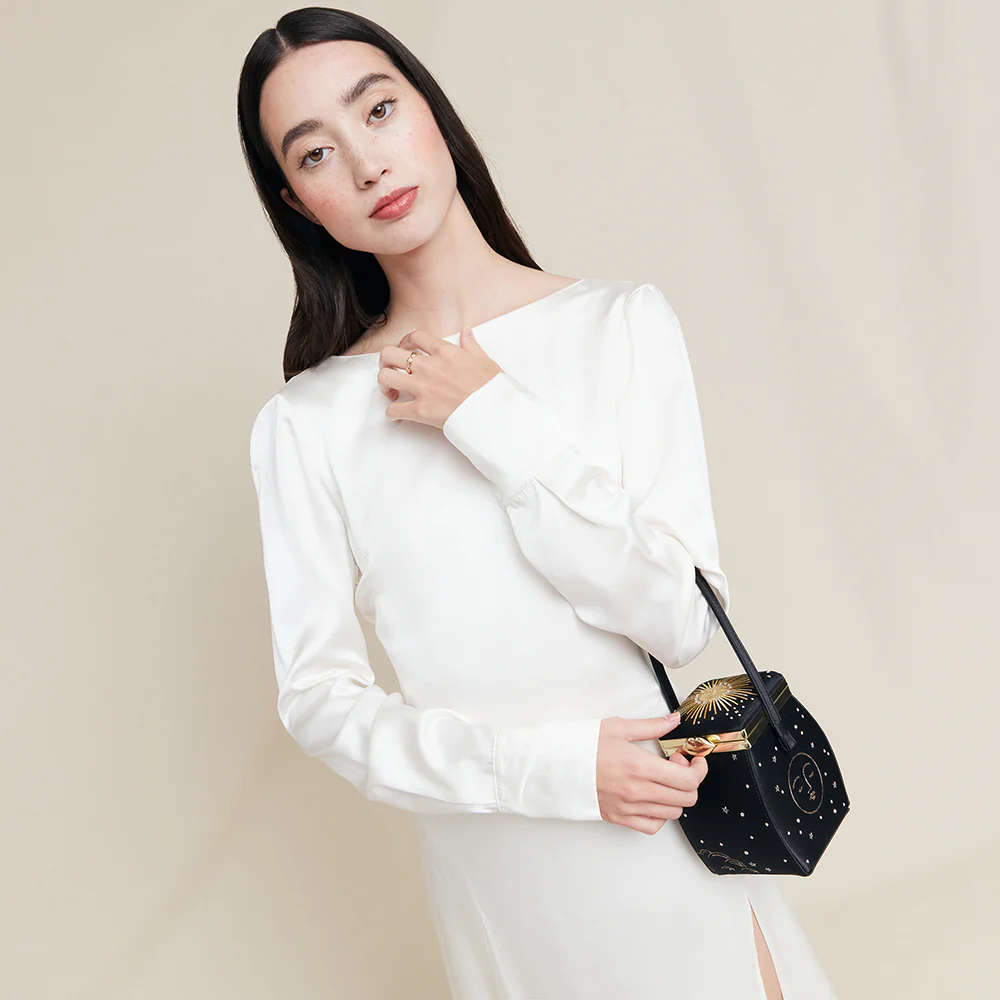 BLACK SATIN COSMIC HALLEY HANDBAG - Image 7