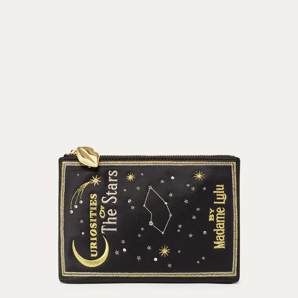 BLACK CURIOSITIES OF THE STARS TOP ZIP POUCH