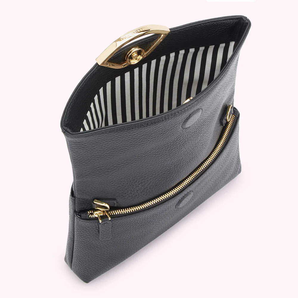 BLACK LEATHER ISSY CLUTCH BAG - Image 3