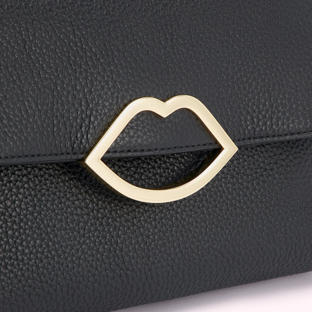 BLACK LEATHER ISSY CLUTCH BAG - Image 4