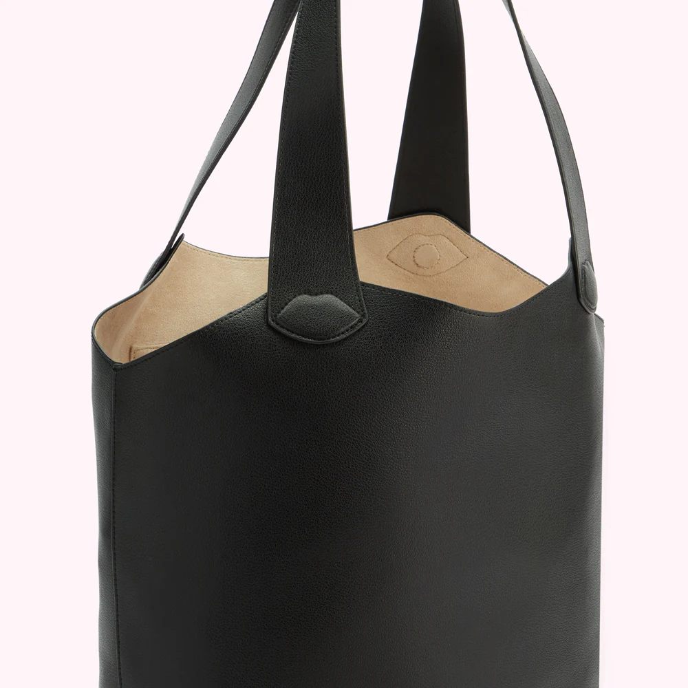 BLACK ELSA LEATHER TOTE BAG - Image 3