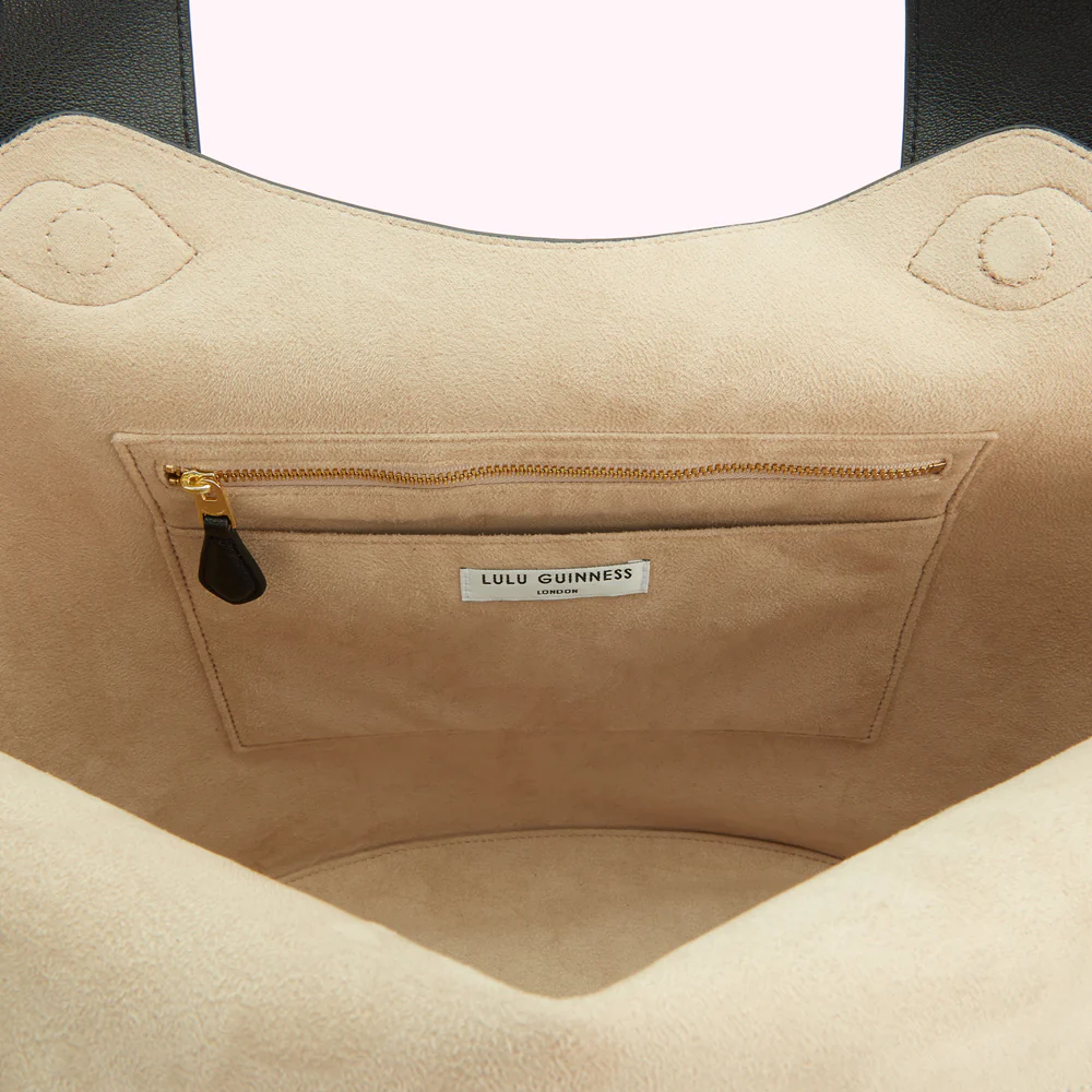 BLACK ELSA LEATHER TOTE BAG - Image 4
