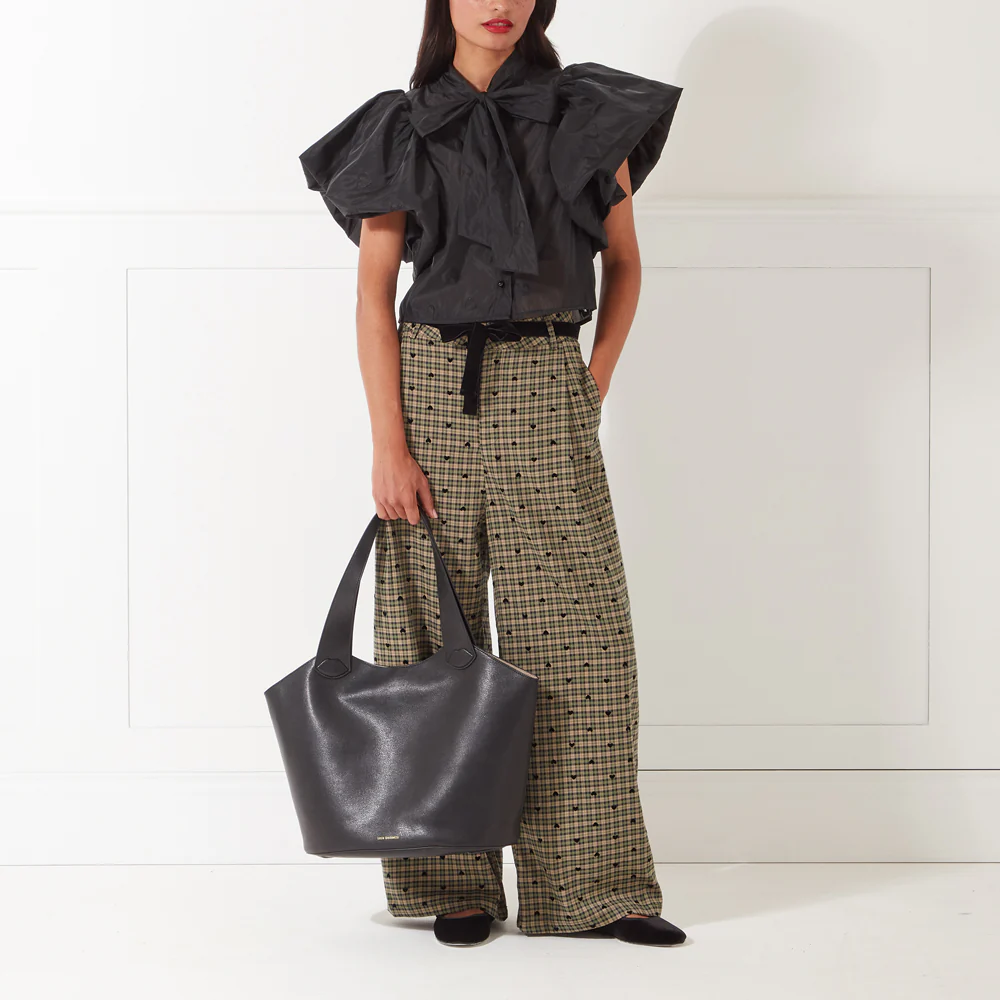 BLACK ELSA LEATHER TOTE BAG - Image 7