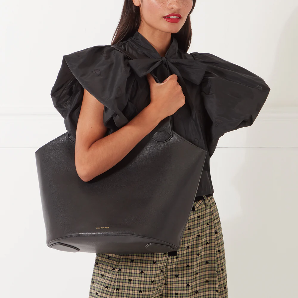BLACK ELSA LEATHER TOTE BAG - Image 8