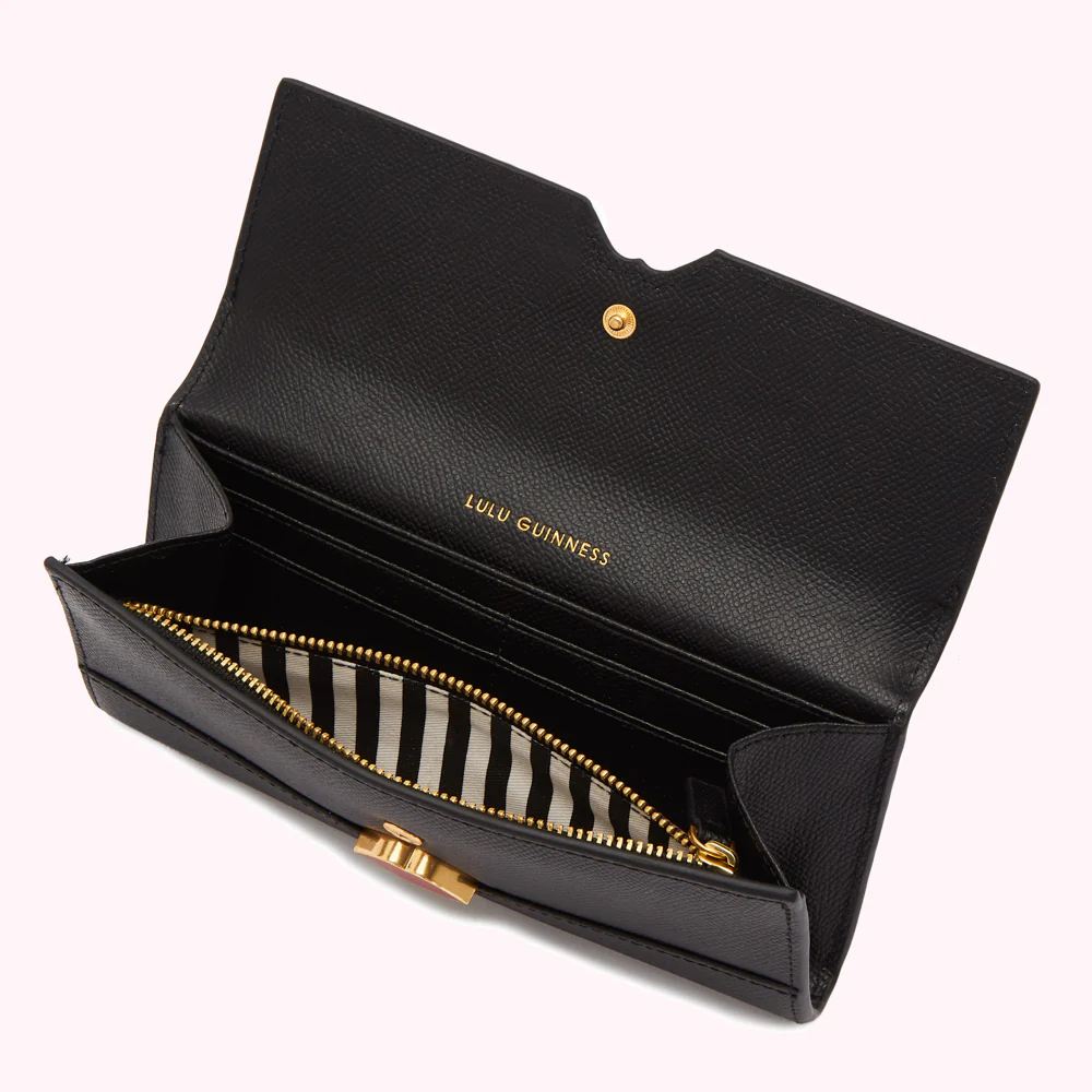 BLACK ENAMEL LIP CORA WALLET - Image 3