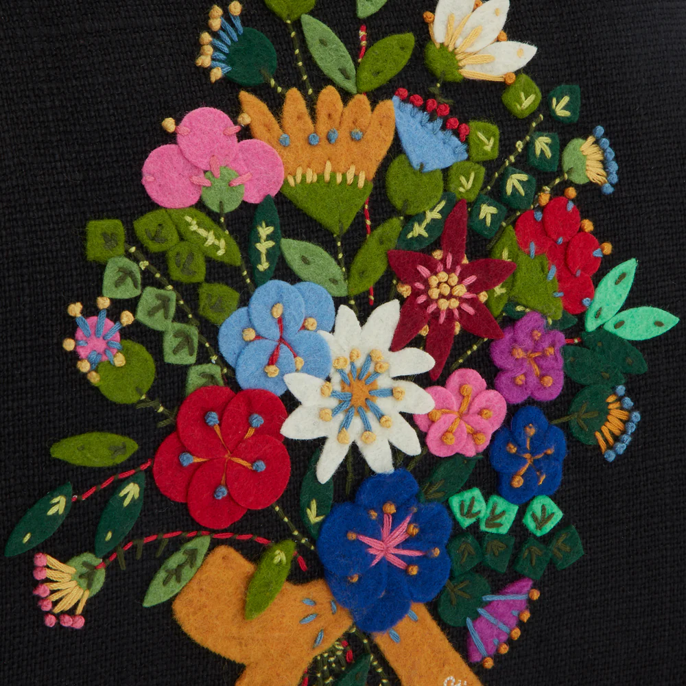 BLACK FLORAL BLOOMS EVIE HANDBAG - Image 4