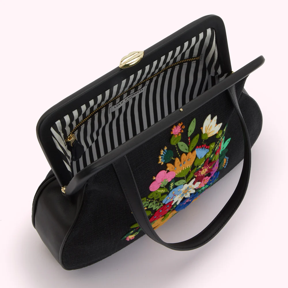 BLACK FLORAL BLOOMS EVIE HANDBAG - Image 5