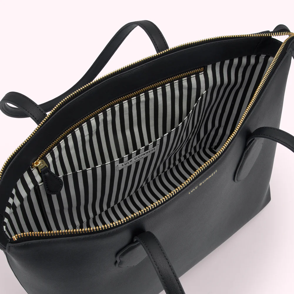 BLACK LARGE DOUBLE LIP SAM TOTE BAG - Image 4