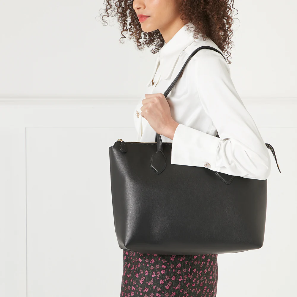 BLACK LARGE DOUBLE LIP SAM TOTE BAG - Image 7