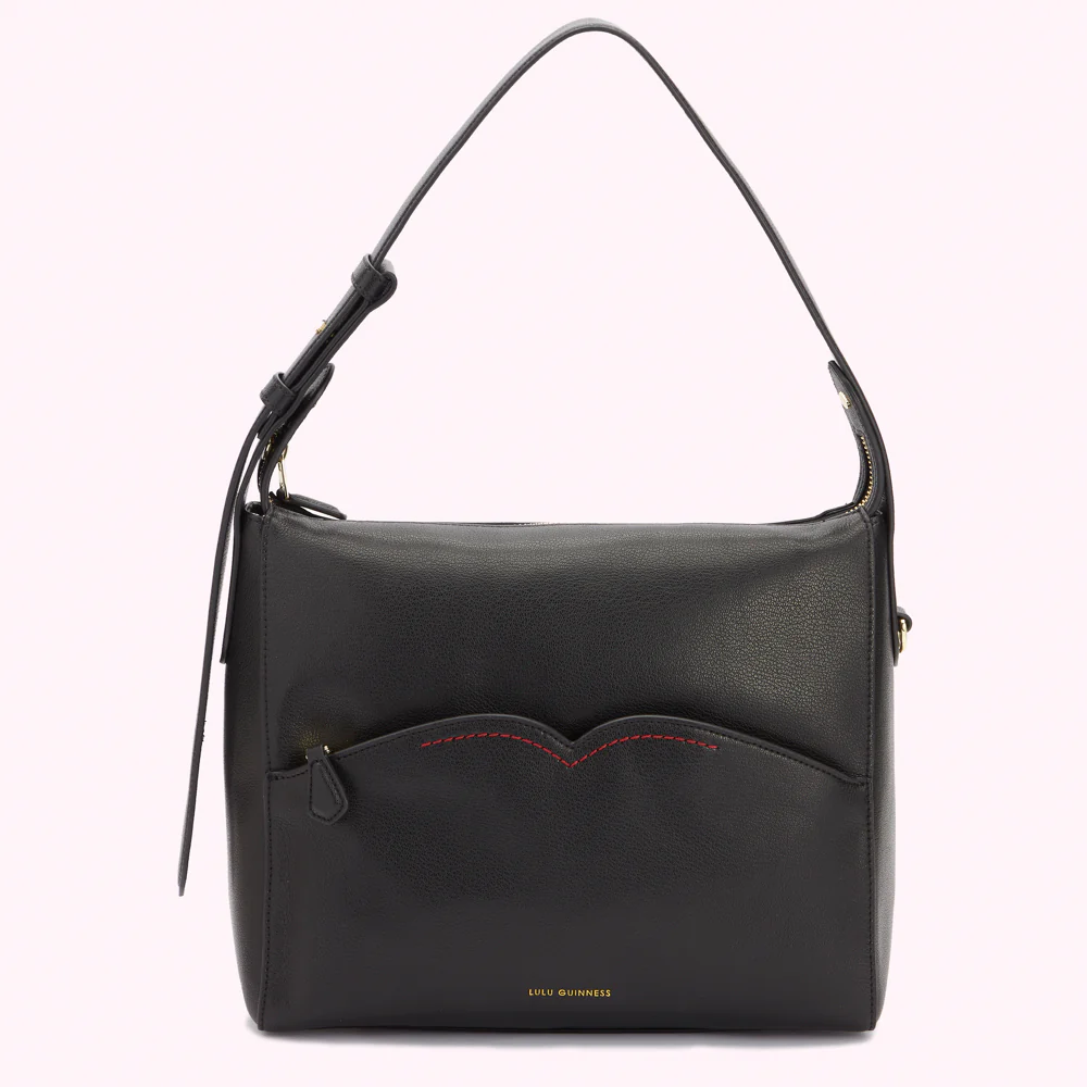 BLACK LEATHER DENISE SHOULDER BAG - Image 2
