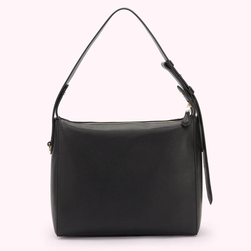 BLACK LEATHER DENISE SHOULDER BAG - Image 3