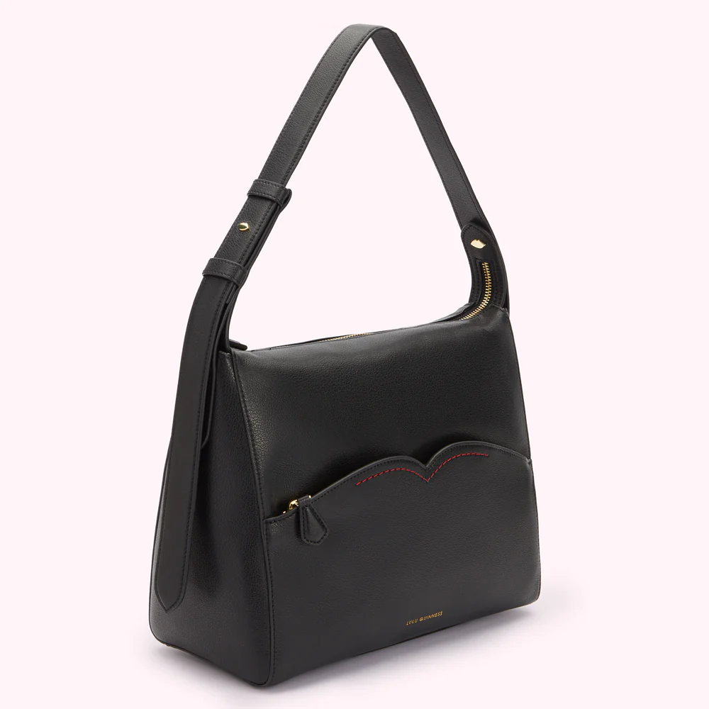 BLACK LEATHER DENISE SHOULDER BAG - Image 4
