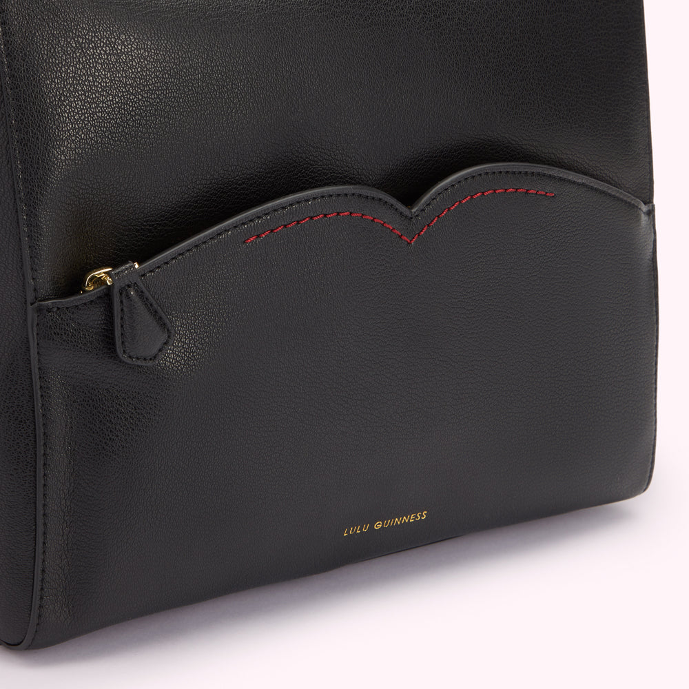 BLACK LEATHER DENISE SHOULDER BAG - Image 6