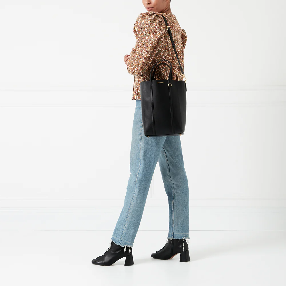 BLACK LEATHER I LOVE LULU GARBO TOTE BAG - Image 10