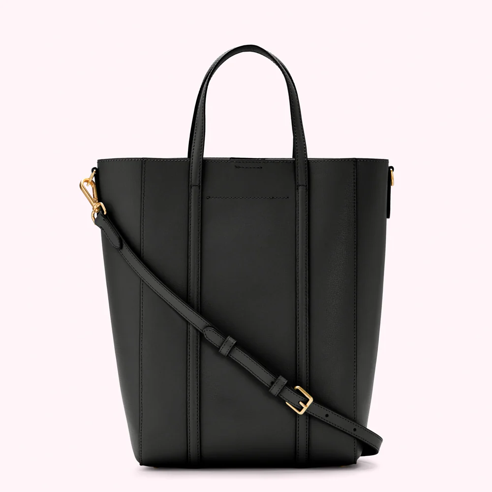 BLACK LEATHER I LOVE LULU GARBO TOTE BAG - Image 2