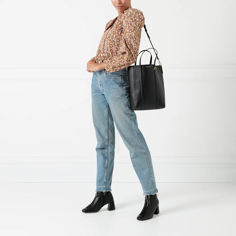 BLACK LEATHER I LOVE LULU GARBO TOTE BAG - Image 8