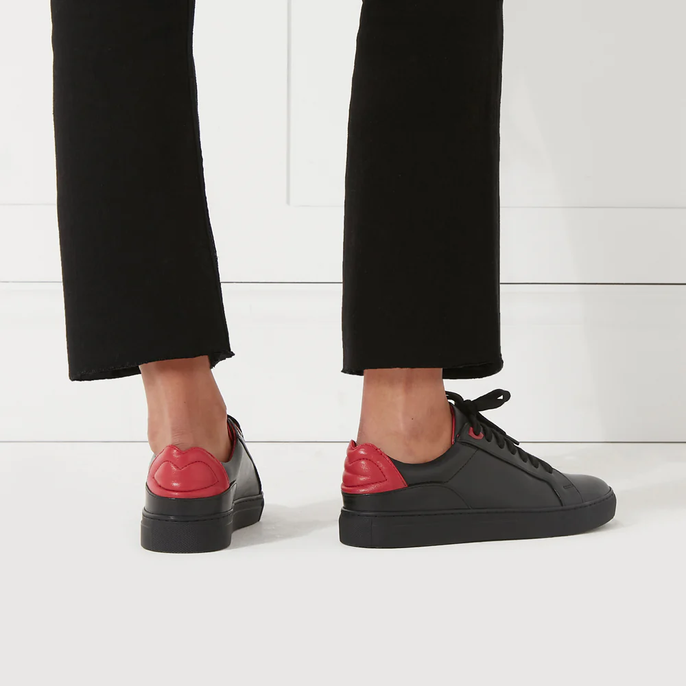 BLACK LEATHER LIPS NATASHA TRAINERS - Image 5