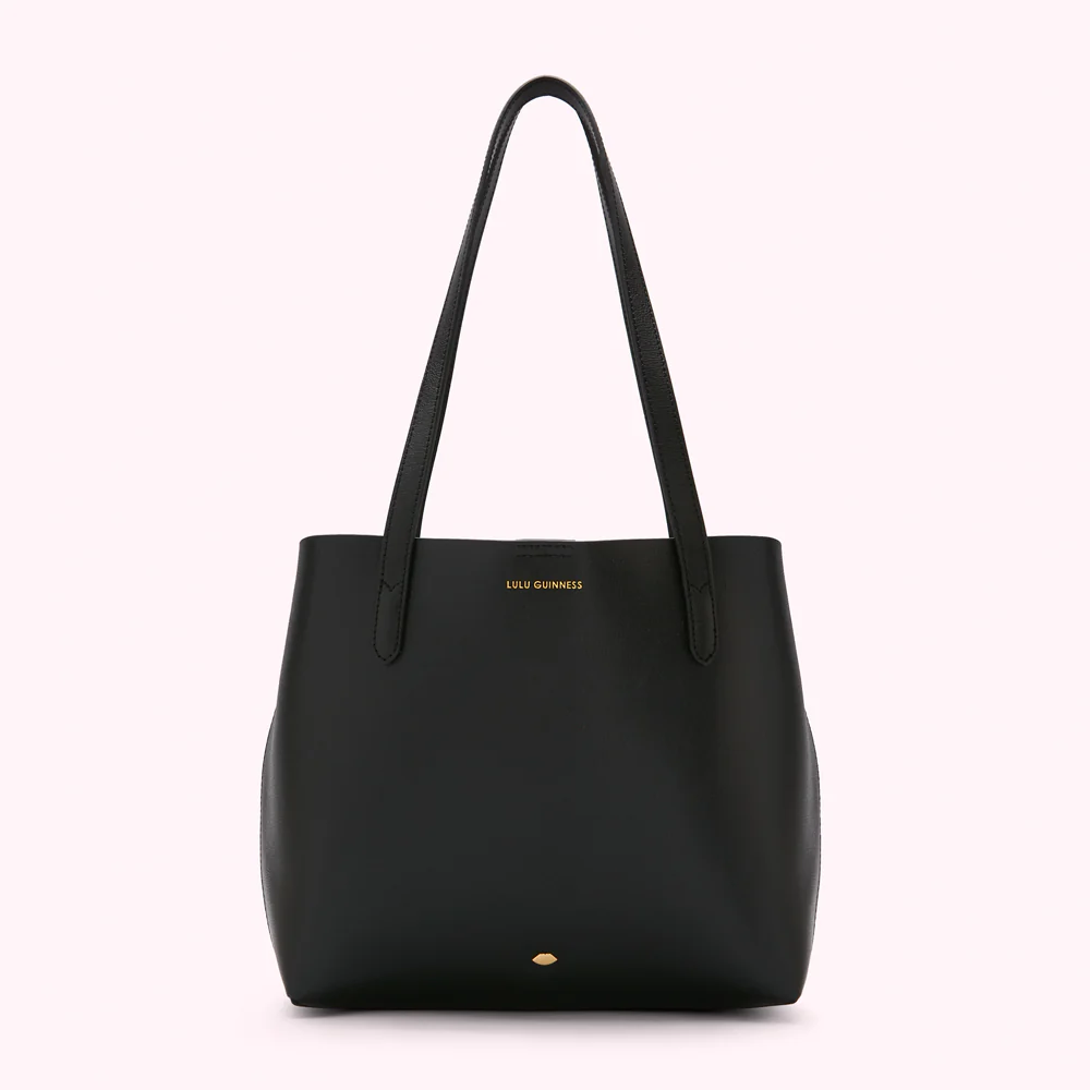 BLACK LEATHER SMALL IVY TOTE BAG - Image 3
