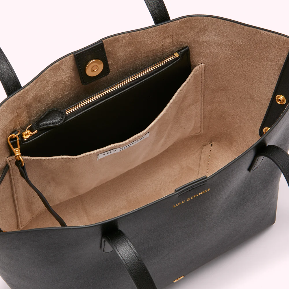 BLACK LEATHER SMALL IVY TOTE BAG - Image 4