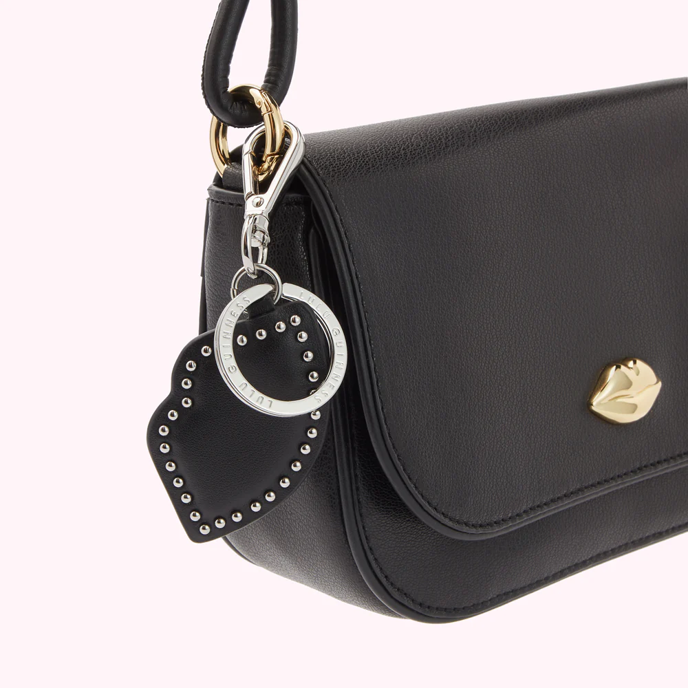 BLACK LEATHER STUDDED LIP KEYRING - Image 2