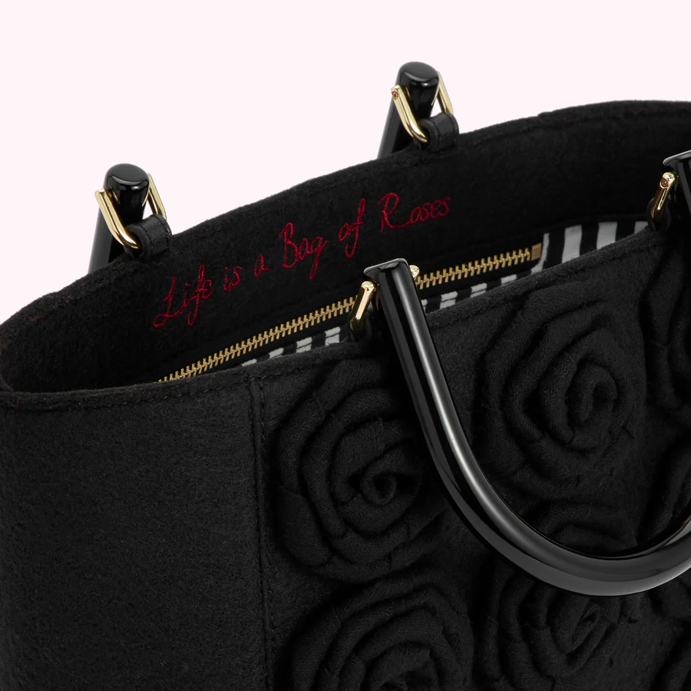 BLACK LIFE IS A BAG OF ROSES BIBI TOTE - Image 4