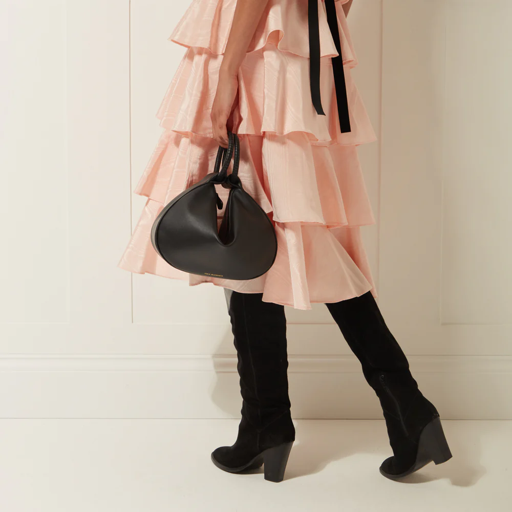 BLACK LILIAN LEATHER MEDIUM CLEO HANDBAG - Image 8