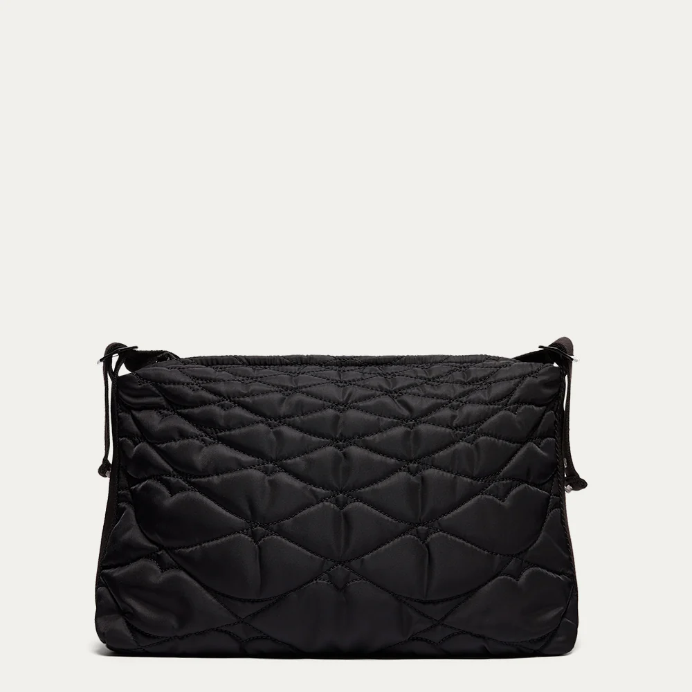 BLACK QUILTED LIP SHOULDER BAG - Image 4