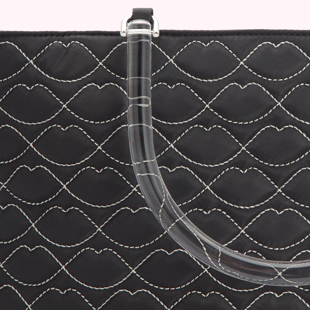 BLACK QUILTED LIPS LYRA TOTE BAG - Image 5