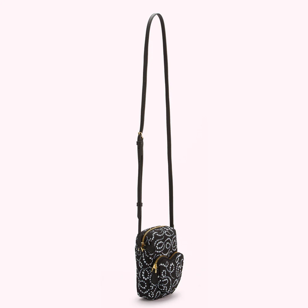 BLACK LULU PEARL DAVIS CROSSBODY BAG - Image 3