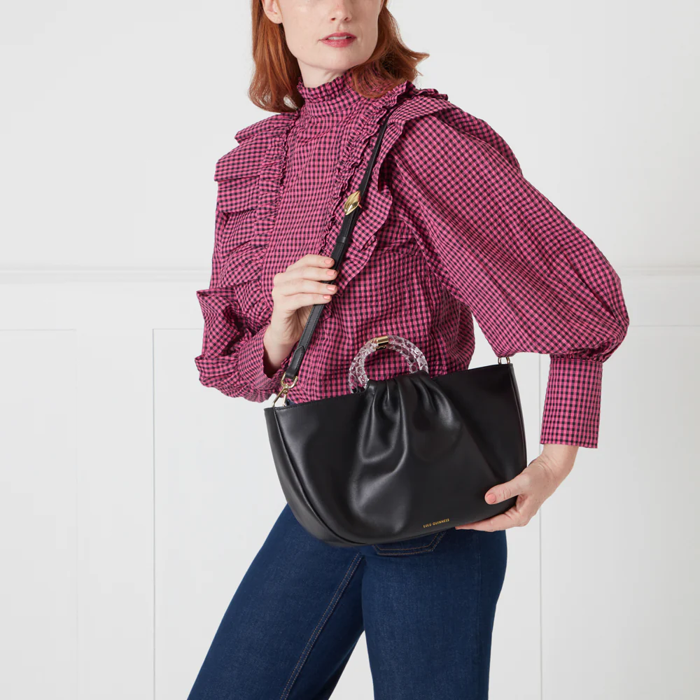 BLACK MEDIUM LEATHER SOLEIL CROSSBODY BAG - Image 6