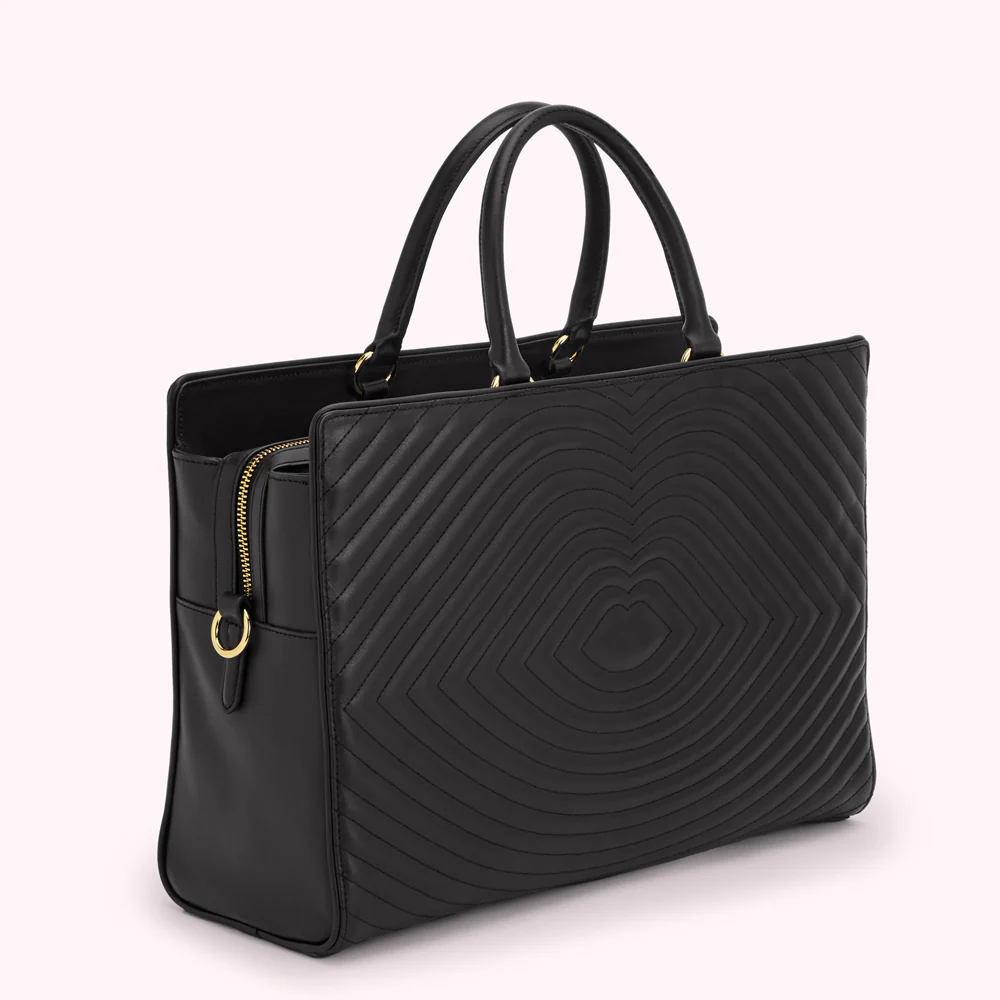 BLACK LIP RIPPLE QUILTED LEATHER BETHANY HANDBAG - Image 3