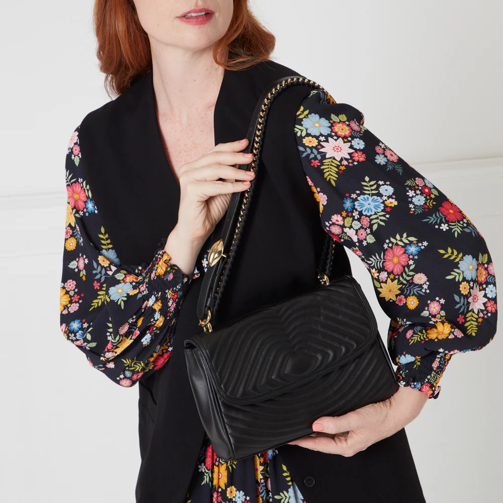 BLACK LIP RIPPLE QUILTED LEATHER BROOKE CROSSBODY BAG - Image 6