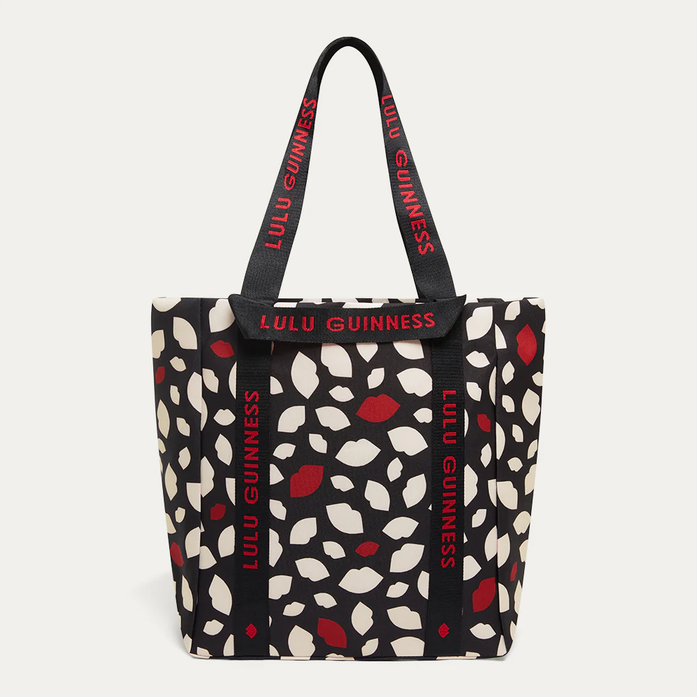 BLACK MULTI FLURRY OF KISSES SHOPPER TOTE BAG - Image 3