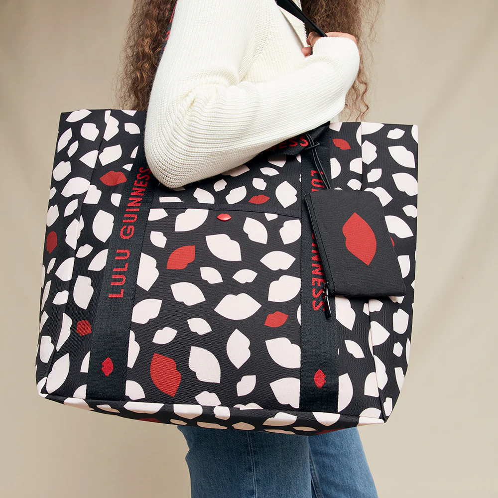 BLACK MULTI FLURRY OF KISSES SHOPPER TOTE BAG - Image 8