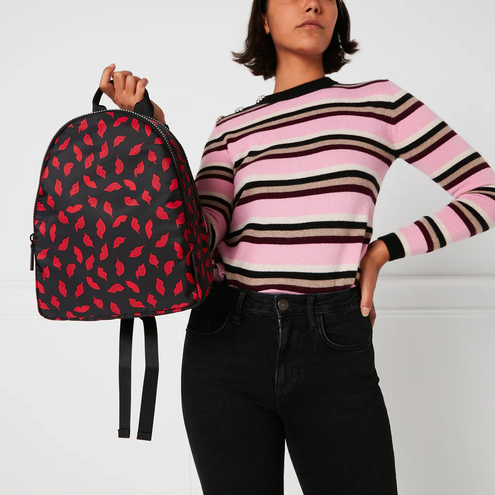 BLACK MULTI HANDPAINTED LIPS SADIE BACKPACK - Image 2