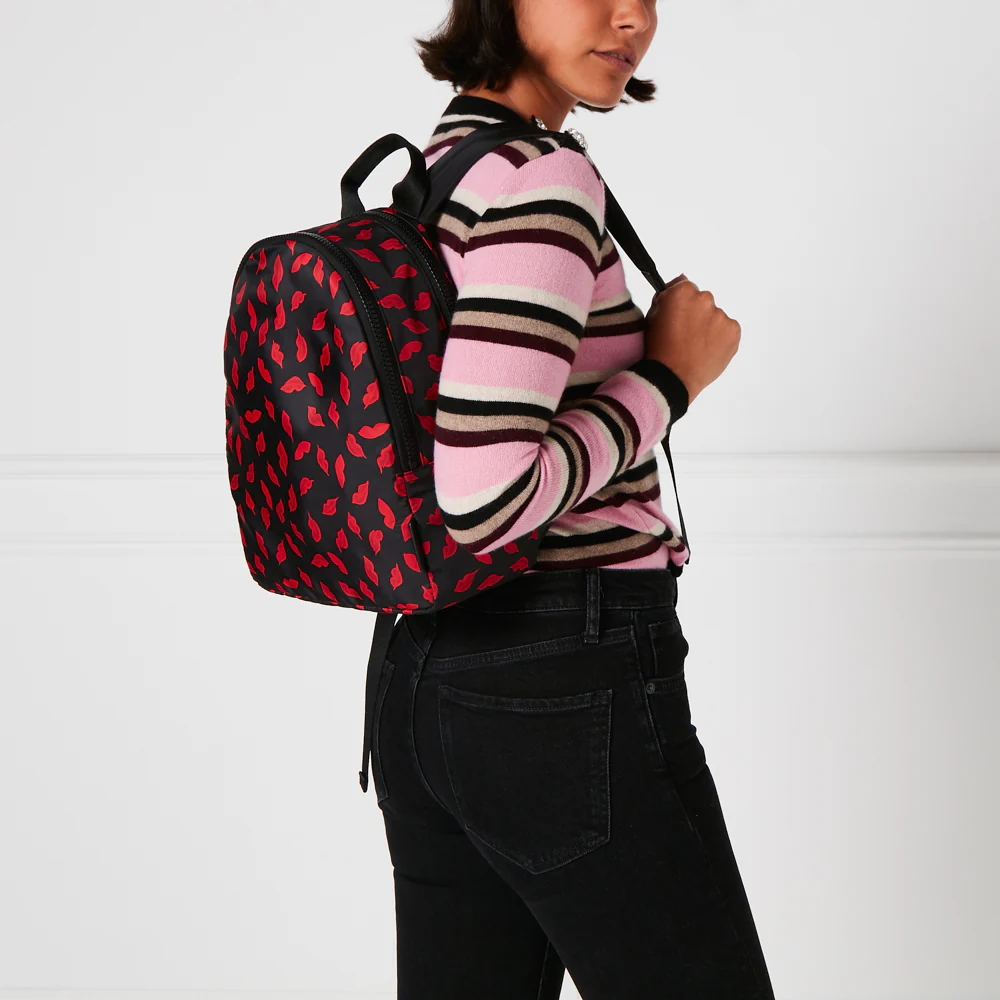 BLACK MULTI HANDPAINTED LIPS SADIE BACKPACK - Image 3