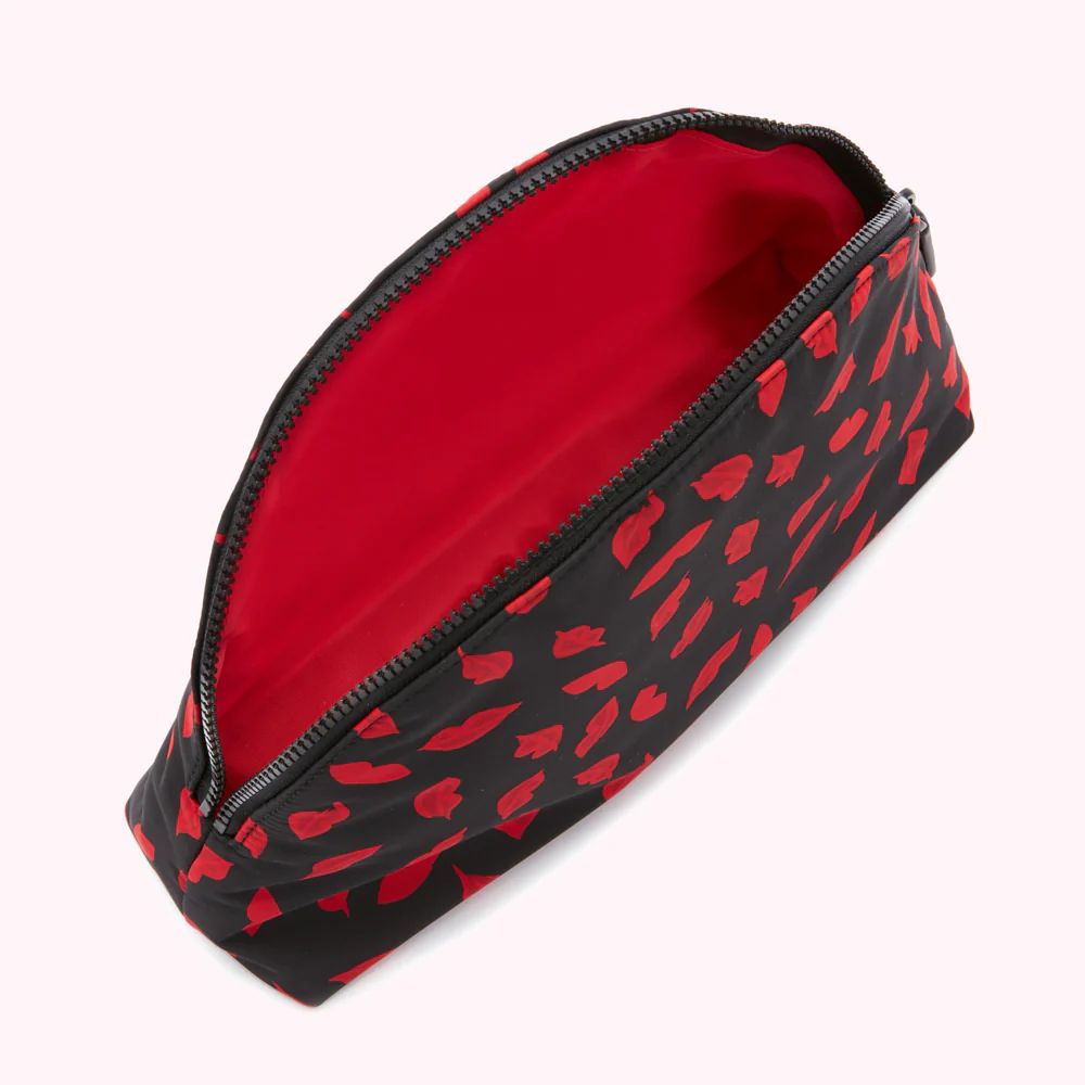 BLACK MULTI LARGE HANDPAINTED LIPS CRESCENT WASH BAG - Image 2