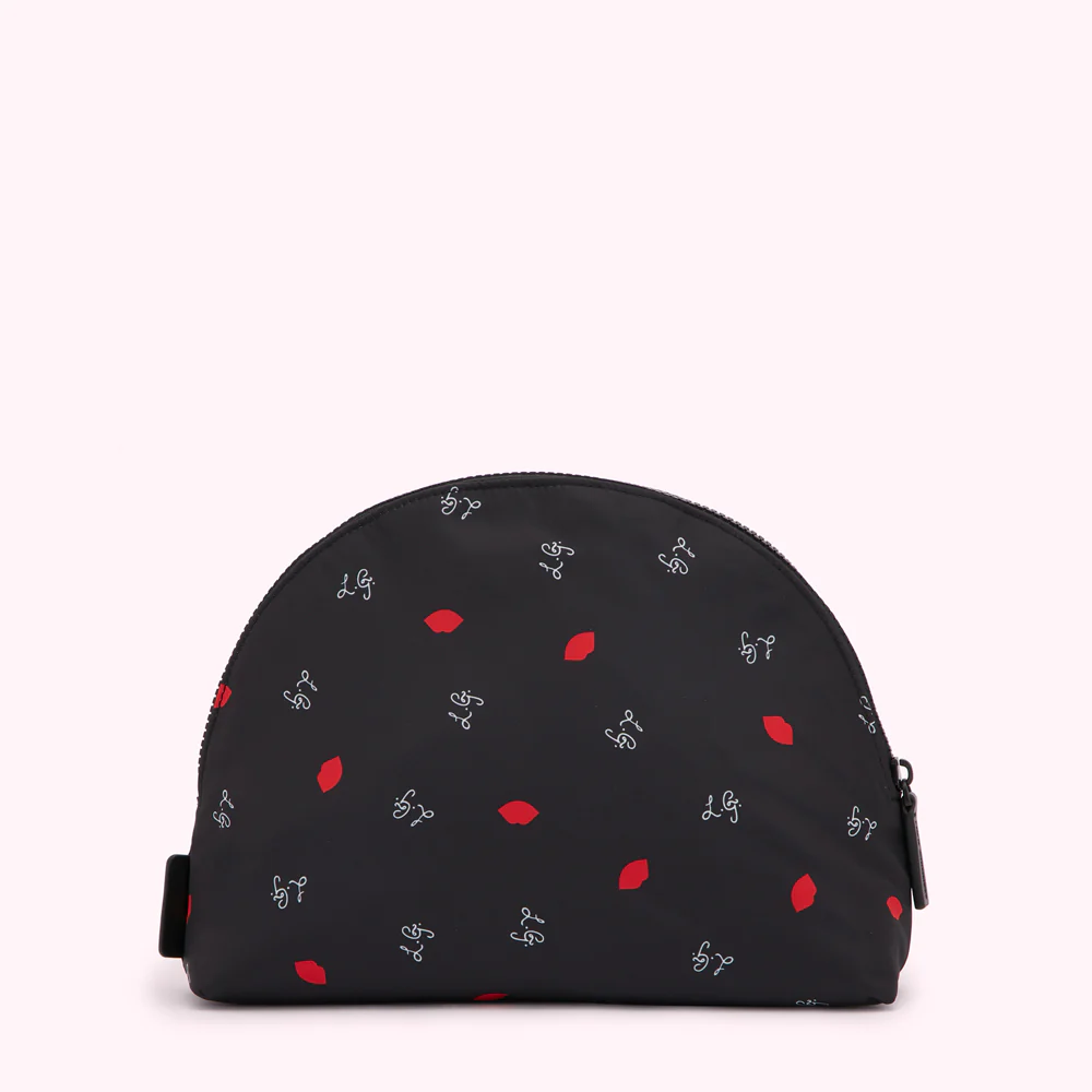 BLACK MULTI LG & LIP PRINT CRESCENT WASH BAG - Image 2