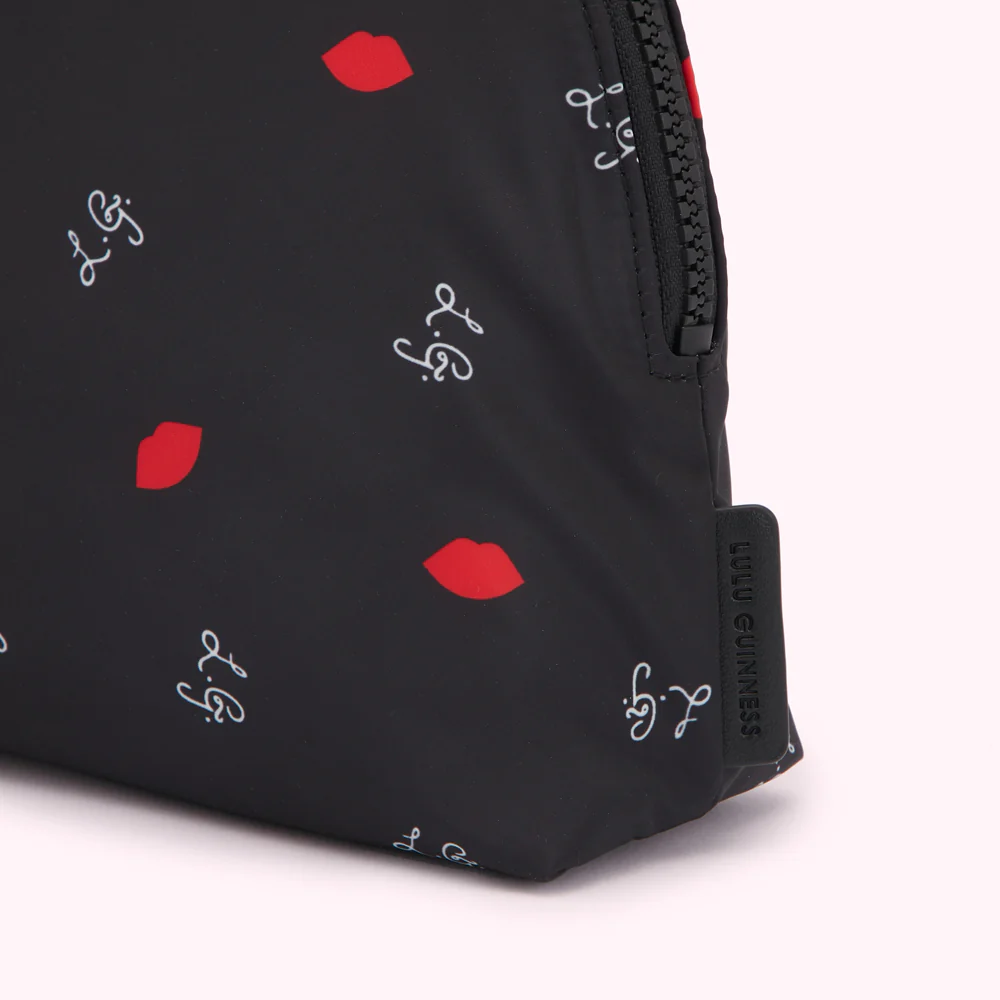 BLACK MULTI LG & LIP PRINT CRESCENT WASH BAG - Image 4