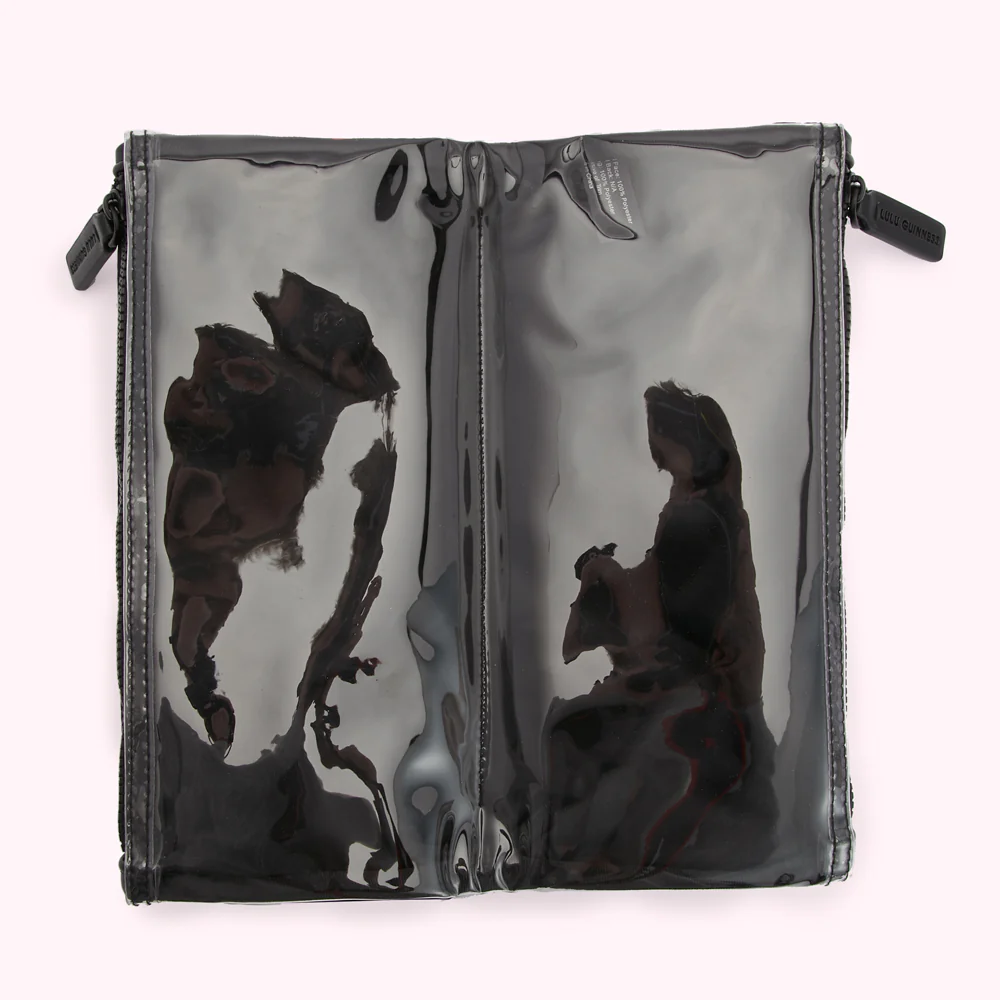 BLACK MULTI LG & LIP PRINT DOUBLE MAKEUP BAG - Image 3