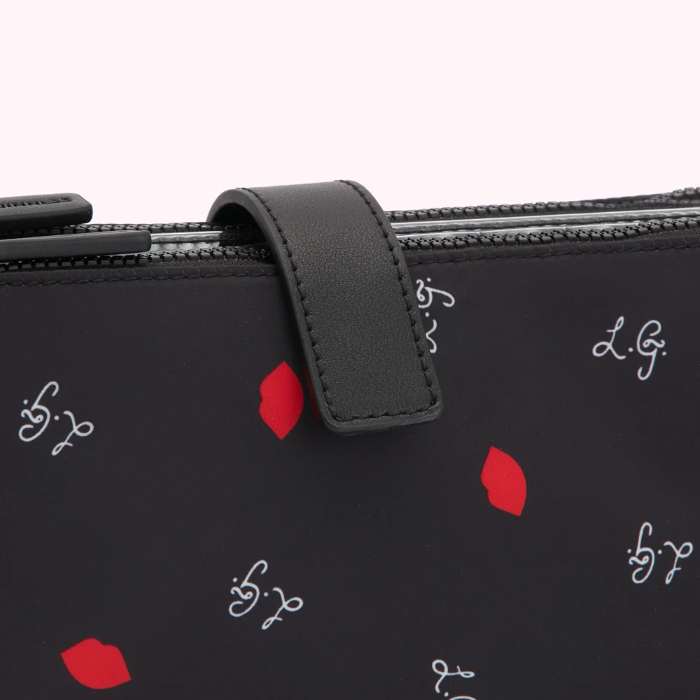 BLACK MULTI LG & LIP PRINT DOUBLE MAKEUP BAG - Image 4