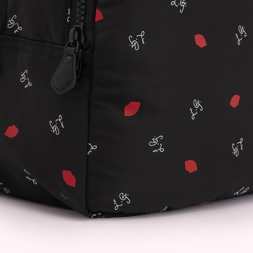 BLACK MULTI LG & LIP PRINT SADIE BACKPACK - Image 4